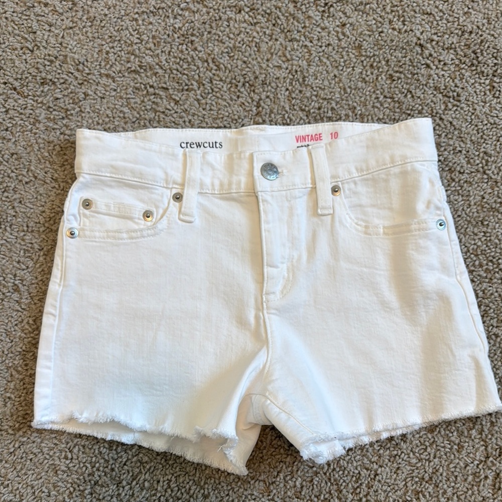 Crewcuts White Jean Shorts with Raw Hem